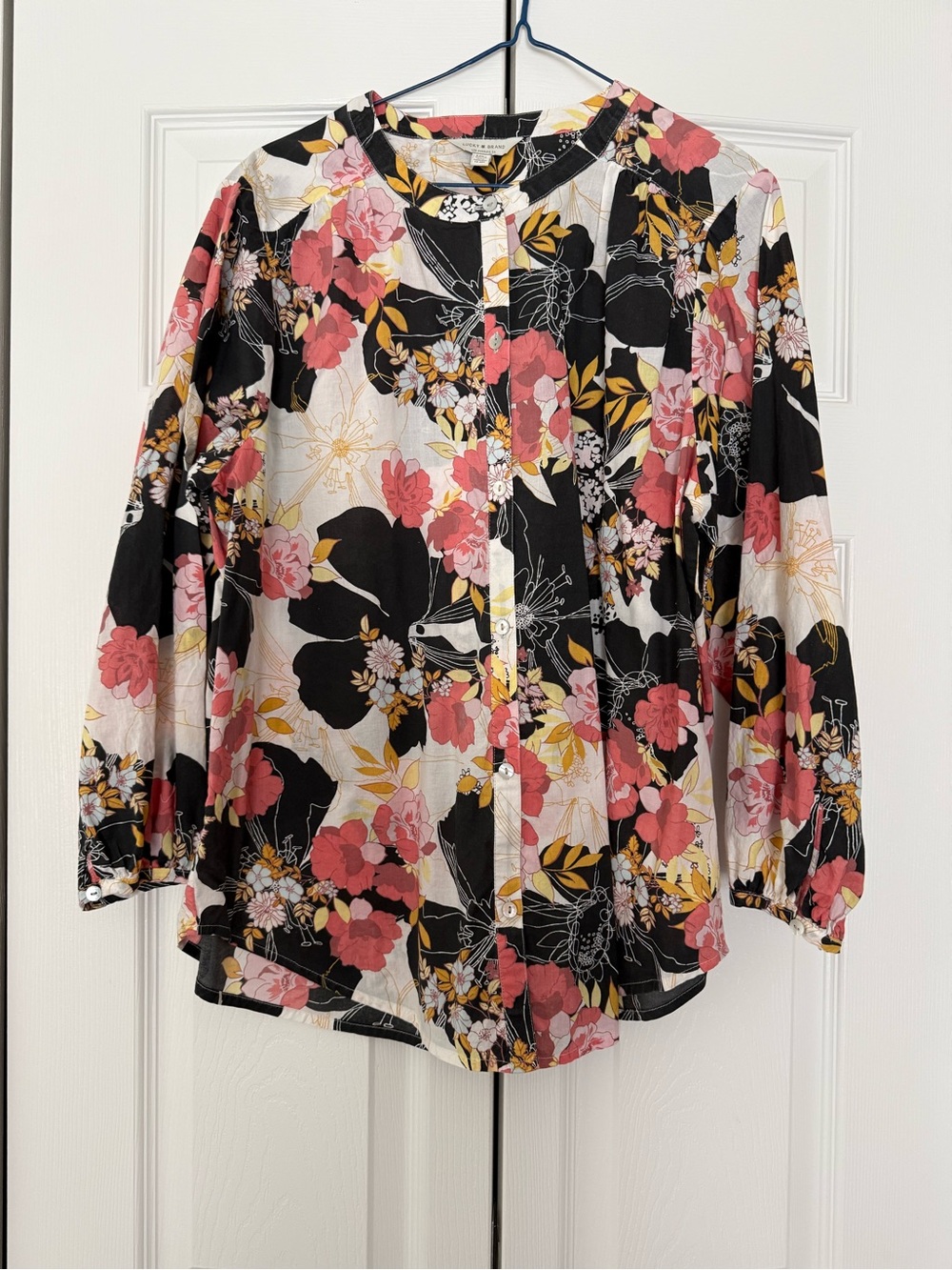 Lucky Brand floral Button-Front Women's Blouse in Black and Pink